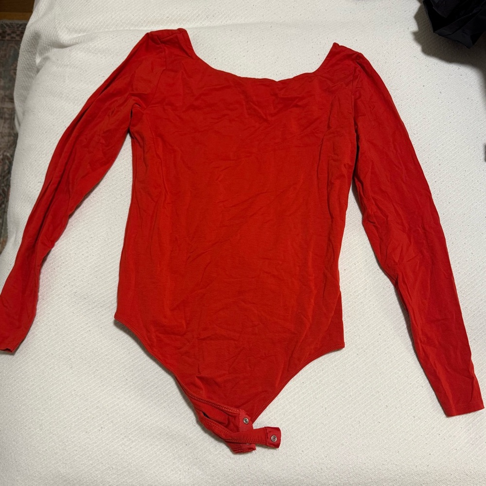Everlane Bold Red Women's Long Sleeve Bodysuit